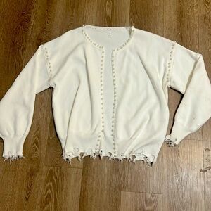 Pearl detail rustic cream sweater size Medium